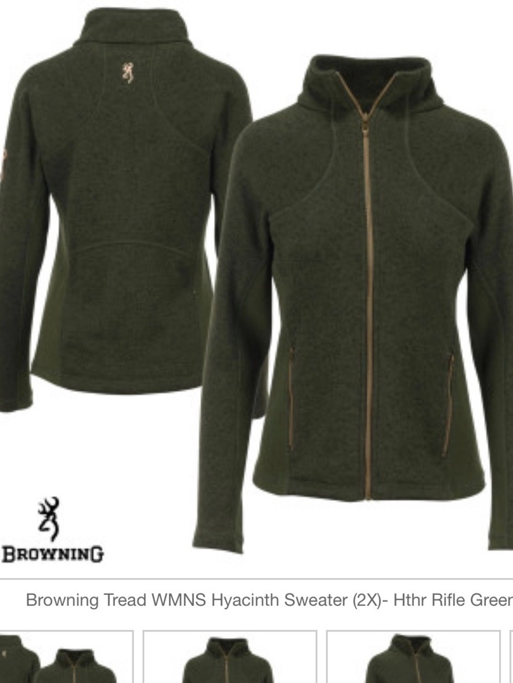 Browning Hyacinth Sweater Zip Up Jacket Large